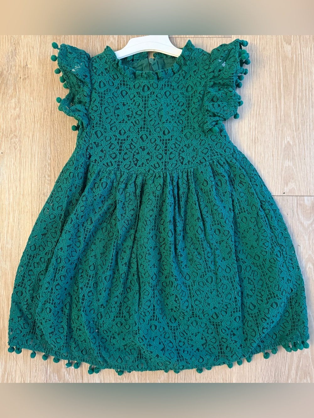 Emerald Green Girl's Size 3T Eyelet Lace Lined Special Occasion Dress